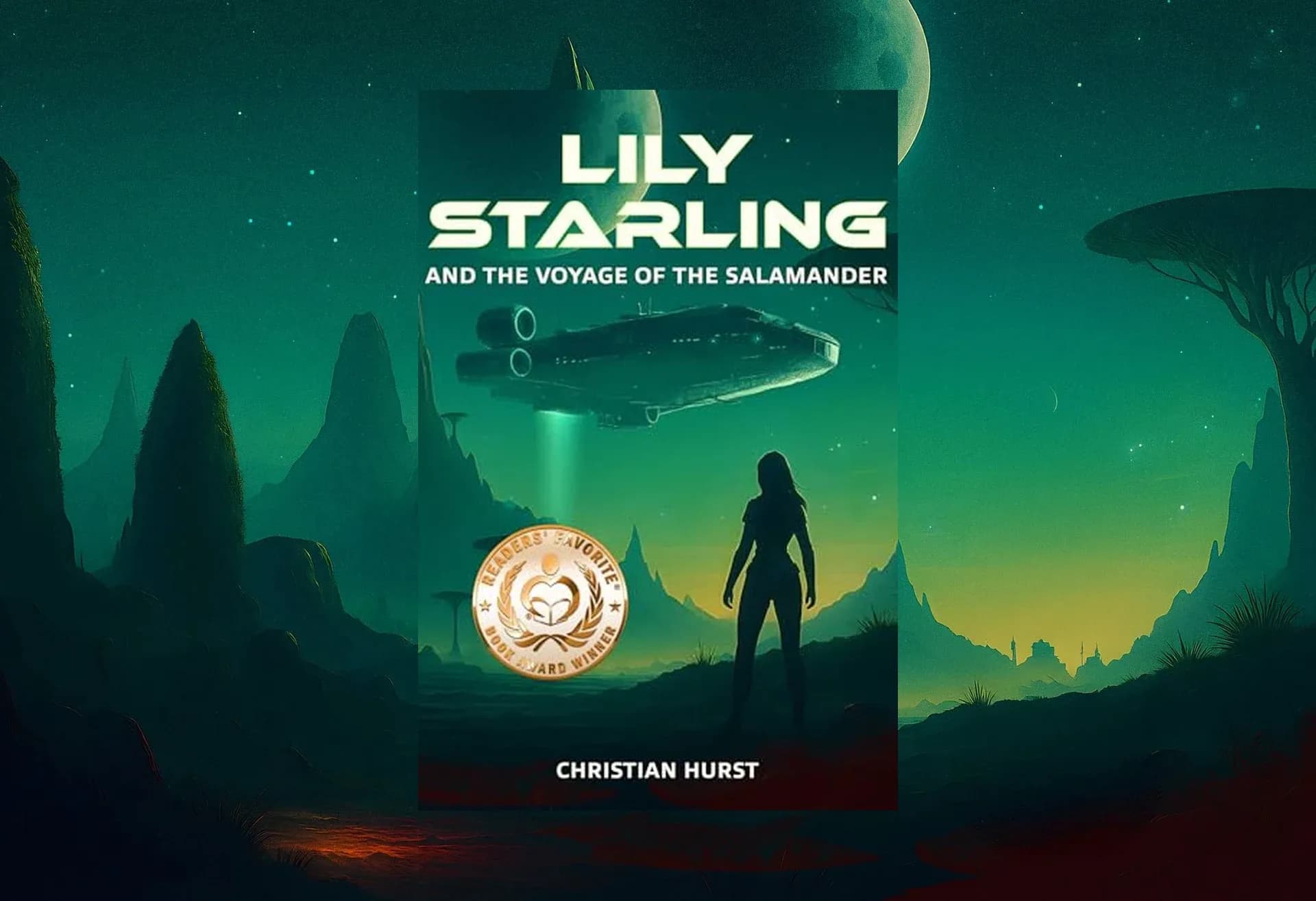 Voyage of the Salamander book cover over Lily Starling series hero artwork