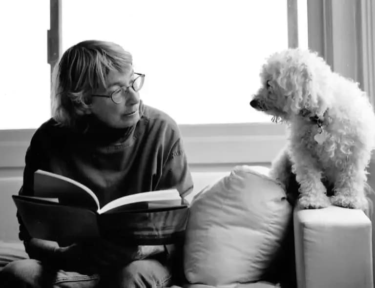 Mary Oliver and her dog Percy