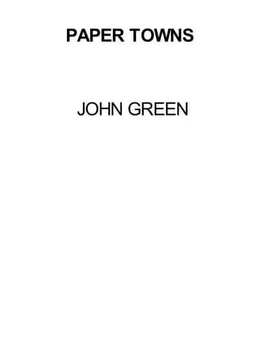 Paper Towns by John Green - book cover
